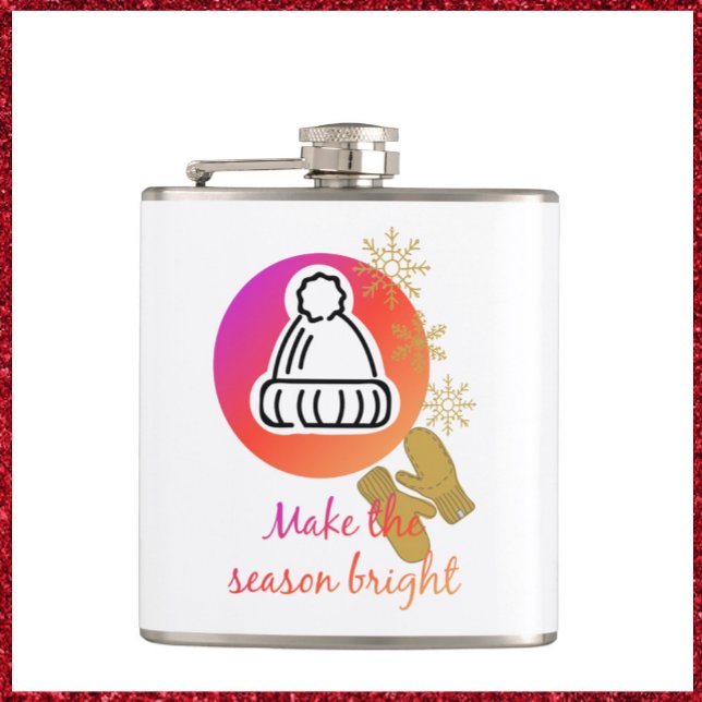Pretty Hat and Mittens Winter Holiday Season  Flask (Creator Uploaded)