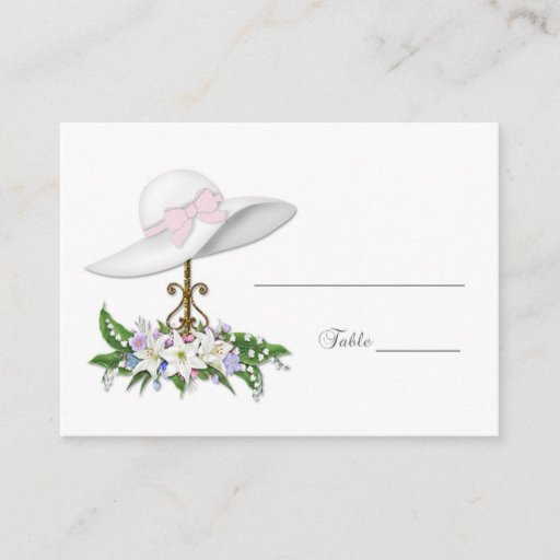 Customizable Pretty Hat, Flowers Place Card Business Card Templates