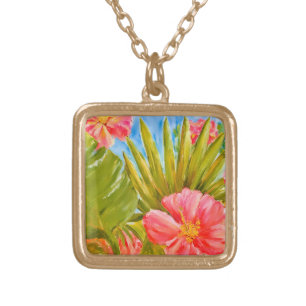 Pretty, Hawaii design, tropical vibe Gold Plated Necklace