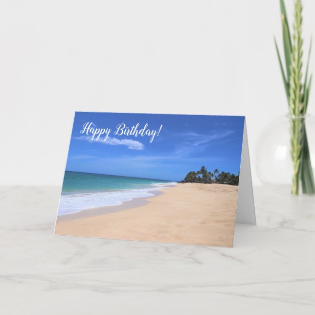 Pretty Hawaiian Beach Greeting Card (Front)