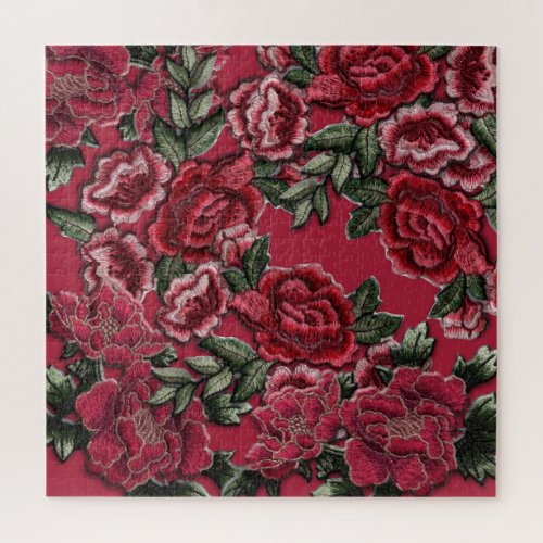 Pretty Hawaiian Flowers Red Roses Peonies Tropical Jigsaw Puzzle