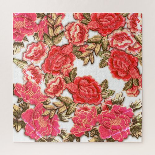 Pretty Hawaiian Flowers Red Roses Peonies Tropical Jigsaw Puzzle