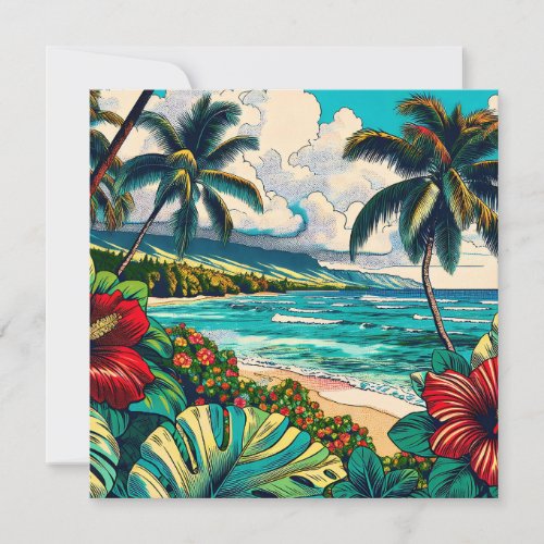 Pretty Hawaiian Island themed  Aloha Note Card