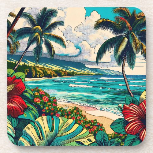 Pretty Hawaiian Island themed Beverage Coaster