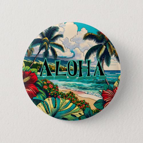Pretty Hawaiian Island themed Button