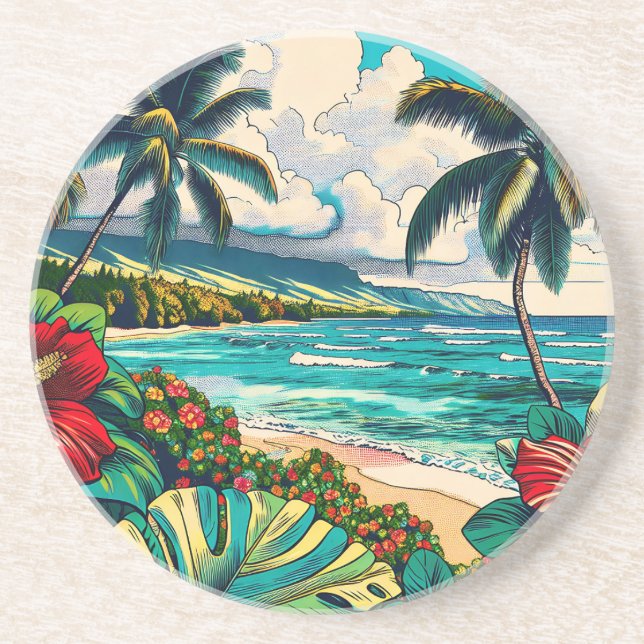 Pretty Hawaiian Island themed Coaster (Front)