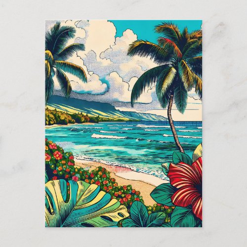 Pretty Hawaiian Island themed  Keeping in Touch Postcard