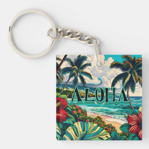 Pretty Hawaiian Island themed Keychain