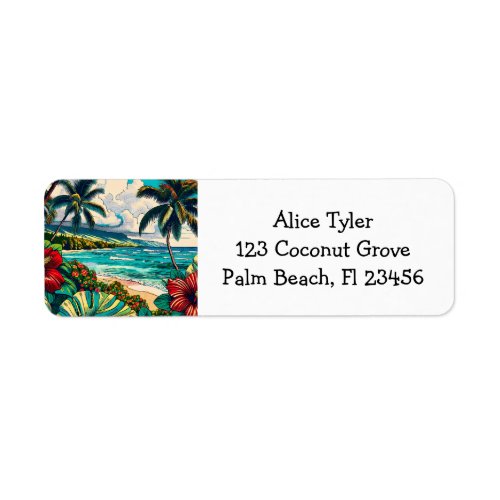 Pretty Hawaiian Island themed Label