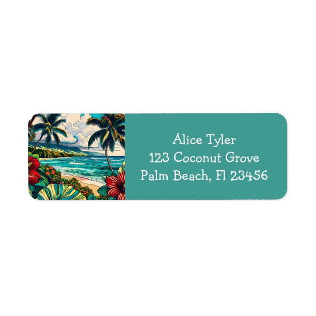 Pretty Hawaiian Island themed Label (Front)