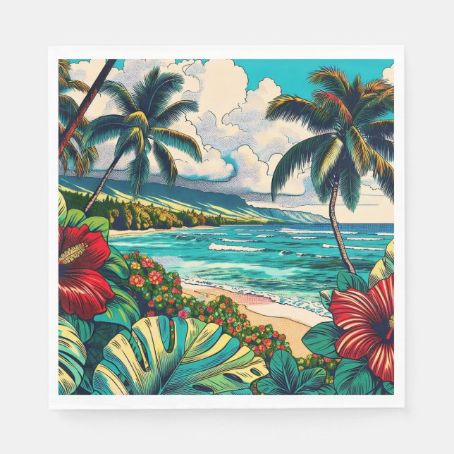 Pretty Hawaiian Island themed Napkins (Front)