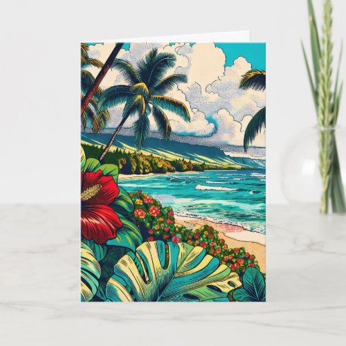Pretty Hawaiian themed Anniversary  Card