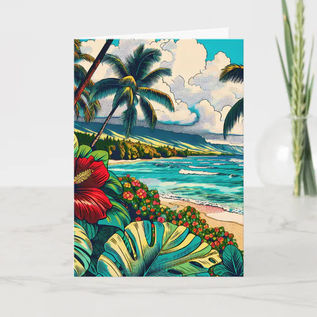Pretty Hawaiian themed Anniversary Card | Zazzle