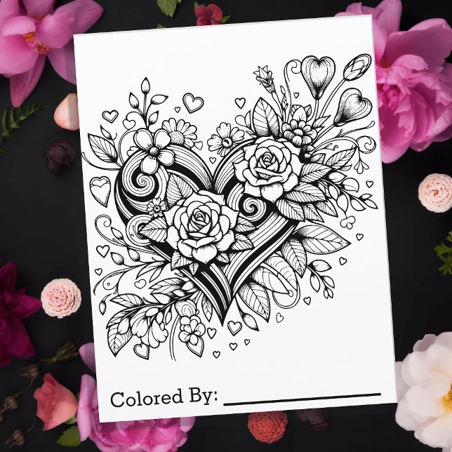 Pretty Heart and Flowers | Coloring Page (Creator Uploaded)