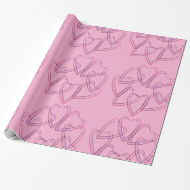 Pretty heart circle pattern wrapping paper (Unrolled)
