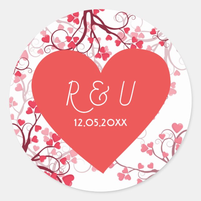 Pretty heart classic round sticker (Front)
