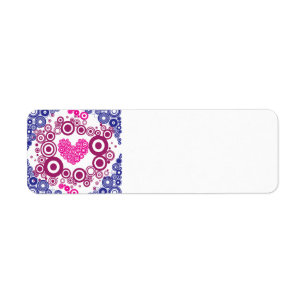Pretty Heart Concentric Circles Girly Teen Design Label