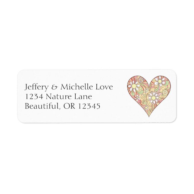 Pretty Heart Filled with Flowers Address Label (Front)