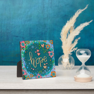 Pretty Heart Flower Inspiring Hope Easel Plaque