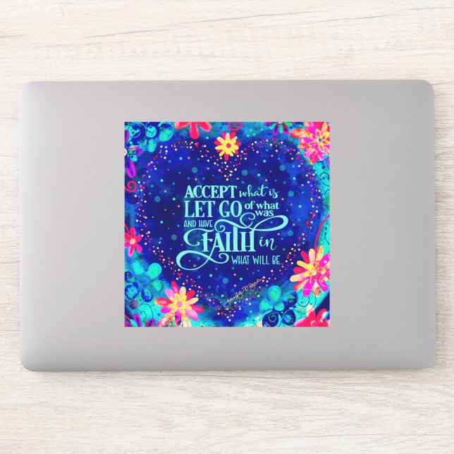 Pretty Heart Have Faith Encouragement Blue Sticker (Computer)