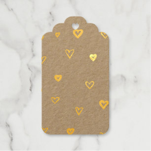 Pretty Heart Pattern Gold Foil Tag