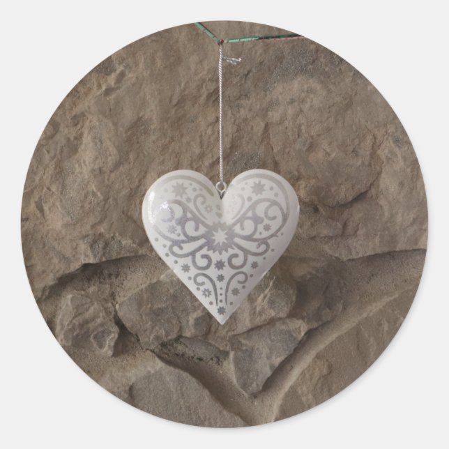 Pretty Heart Shaped Stone Classic Round Sticker (Front)