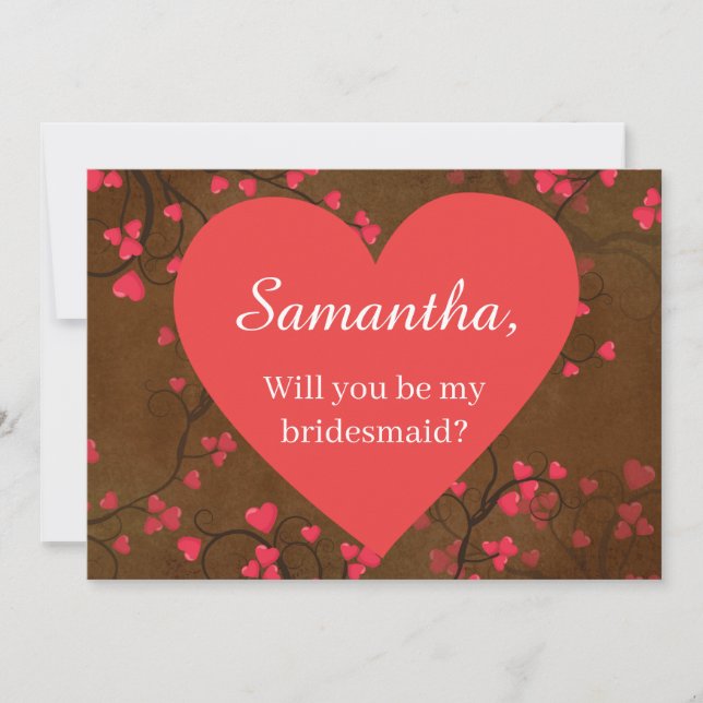 Pretty Hearts Bridesmaid proposal Invitation (Front)