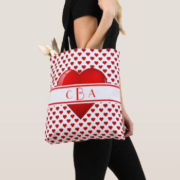 Pretty Hearts Monogrammed Tote Bag by tjustleft at Zazzle