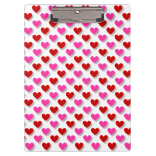 Pretty Hearts Of Pink And Red On White Clipboard