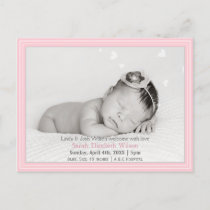 Pretty hearts Pink Mod New Baby photo Announcement