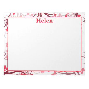 Pretty hearts red and white notepad
