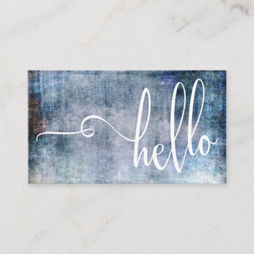 Pretty Hello Typography Over Blue  Purple Grunge Business Card