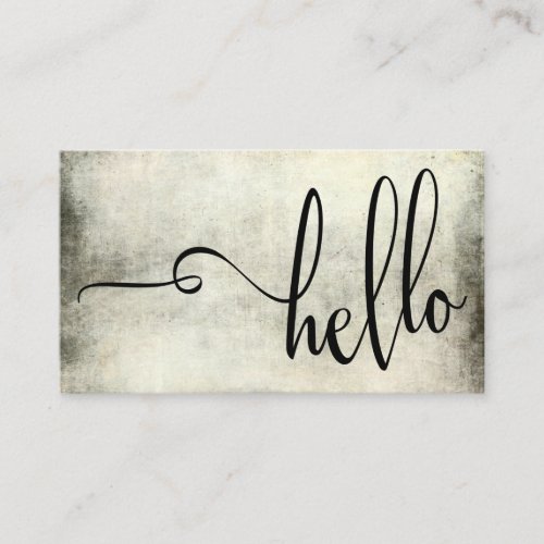 Pretty Hello Typography Over Yellow  Black Grunge Business Card