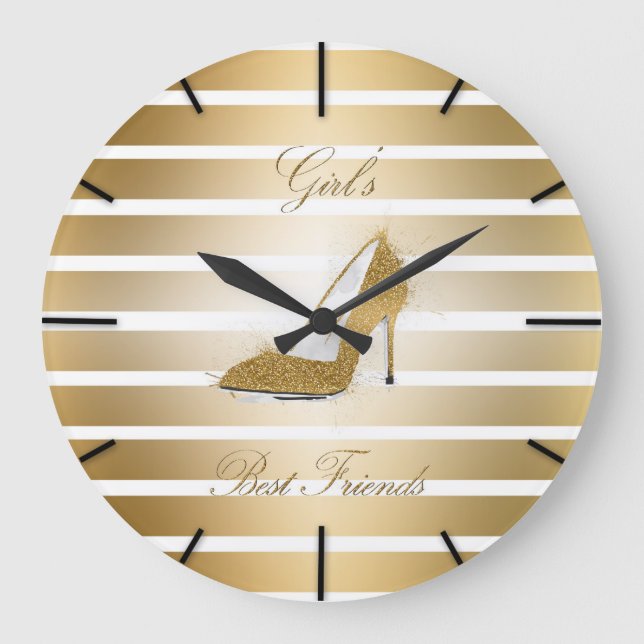 Pretty High heels shoe “Girls best Friends” Large Clock (Front)