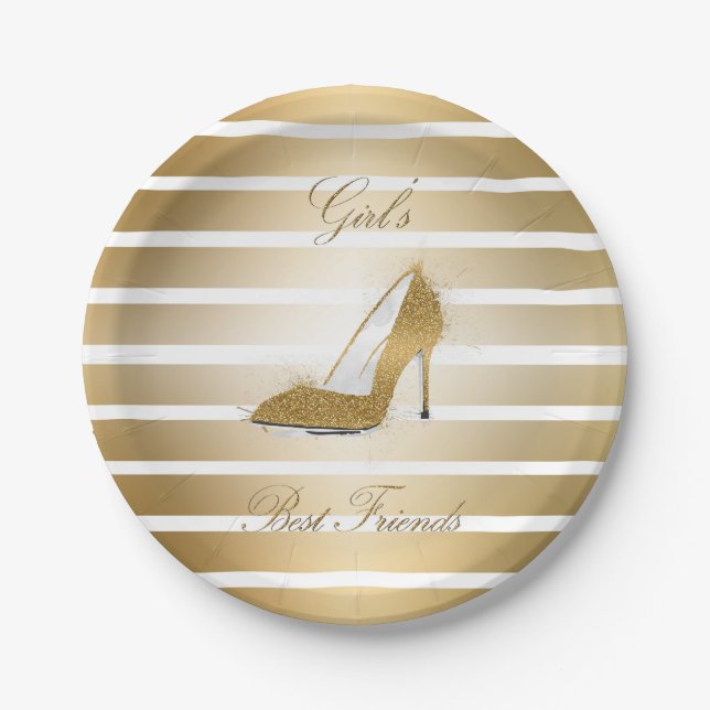 Pretty High heels shoe “Girls best Friends” Paper Plates (Front)