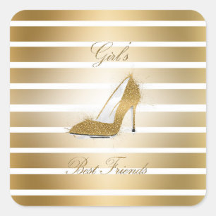 Pretty High heels shoe “Girls best Friends” Square Sticker