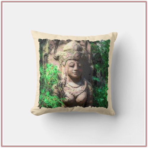 Pretty Hindu Goddess in Jungle Throw Pillow