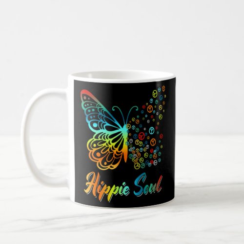 Pretty Hippie Soul Butterfly With Peace Signs Hipp Coffee Mug
