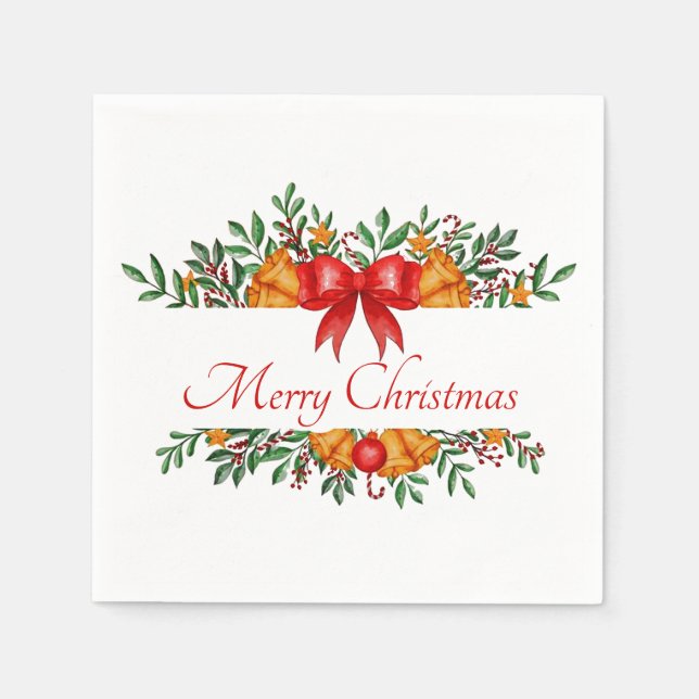Pretty holiday banner custom napkins (Front)