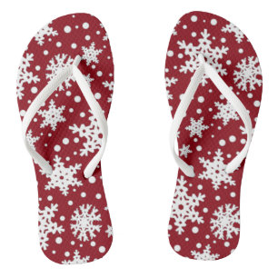 Pretty Holiday Christmas Snowflakes Flip Flops