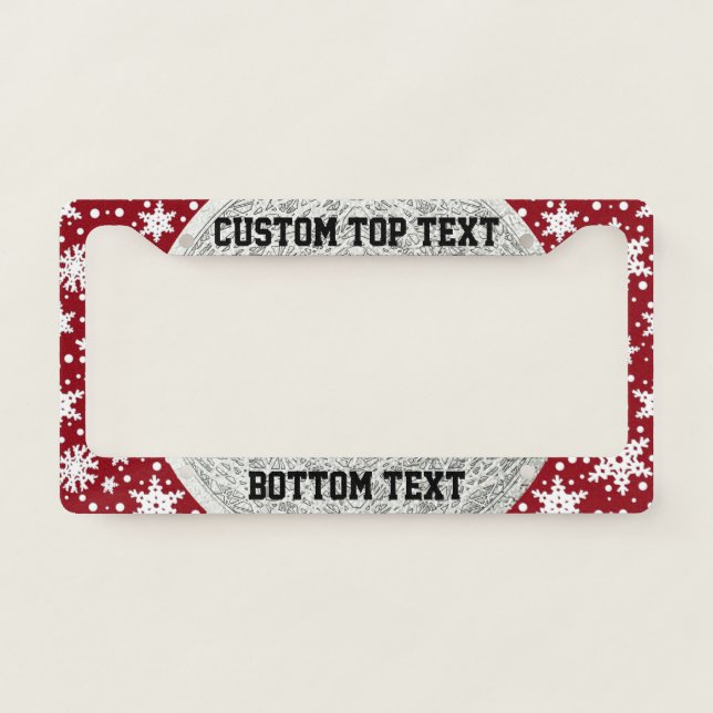 Pretty Holiday Christmas Snowflakes License Plate Frame (Front)