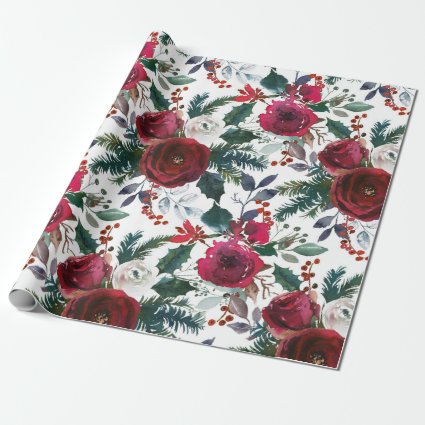 Pretty Holiday Grenadine Red Mistletoe Christmas Wrapping Paper