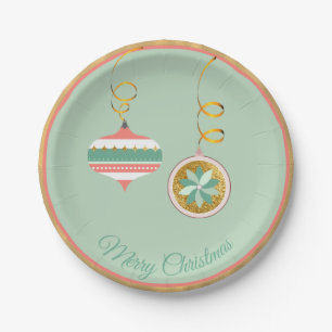 Pretty Holiday Ornaments Party Paper Plates