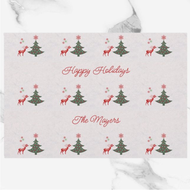 Pretty Holidays Christmas Tree & Red Reindeer Wrapping Paper Sheets (Creator Uploaded)