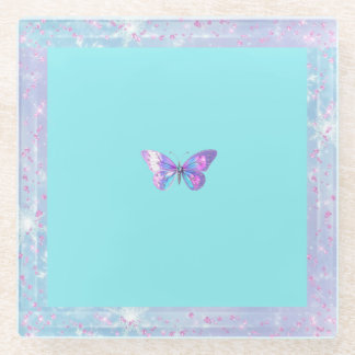 Pretty Holographic Butterfly Coaster Aqua