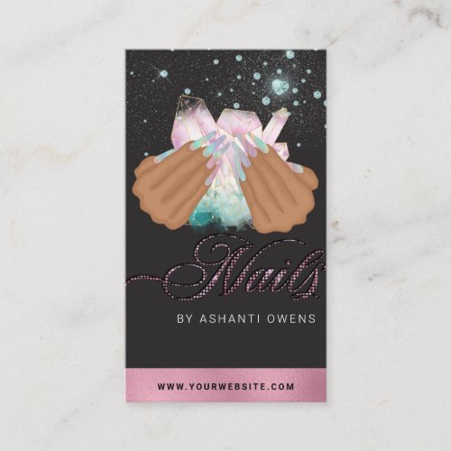 Pretty Holographic Crystal Glitter Nails Business Card