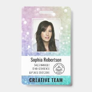 Pretty Holographic Glitter Girly Glamorous Badge