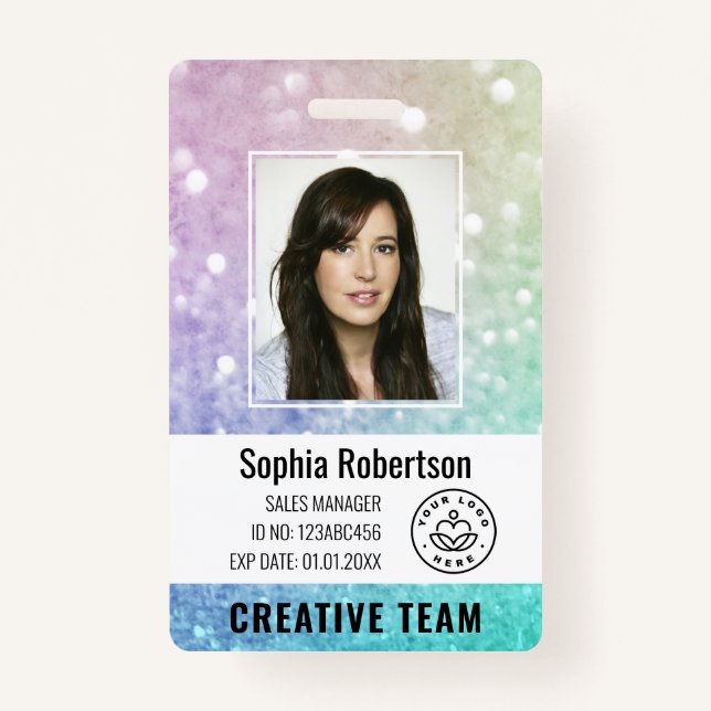 Pretty Holographic Glitter Girly Glamorous Badge (Front)