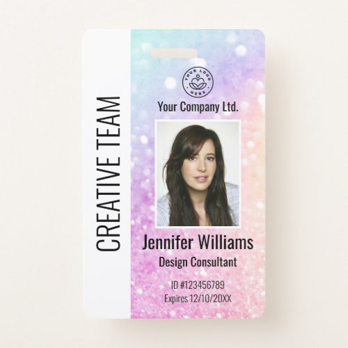 Pretty Holographic Glitter Girly Glamorous Badge