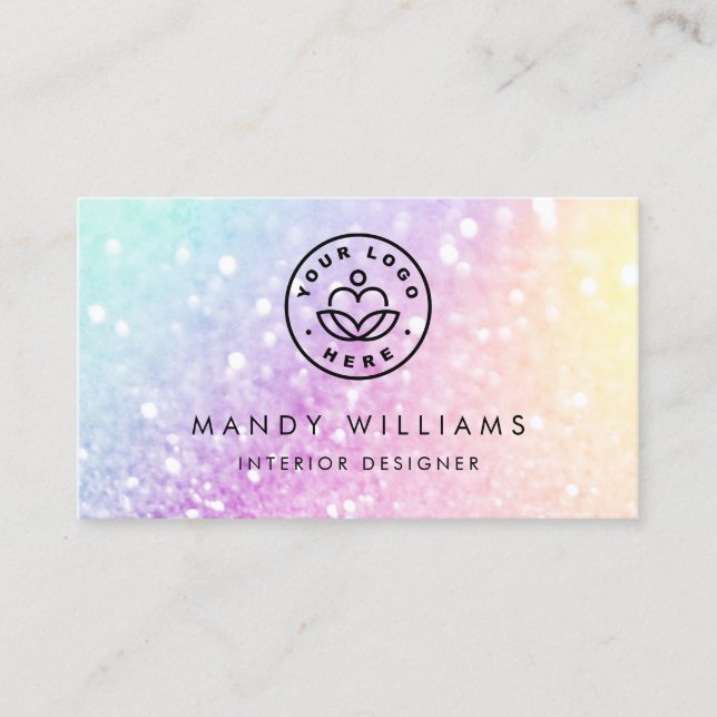 Pretty Holographic Glitter Girly Glamorous Business Card (Front)